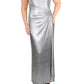 Ralph Lauren Women's Ilianna Metallic Gathered Evening Dress Gray Size 10