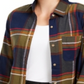 Polly & Esther Junior's Plaid Utility Shirt Navy  Multi  Size Large
