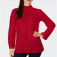 Charter Club Women's Patterned Mock Turtleneck Sweater Red Size Petite L