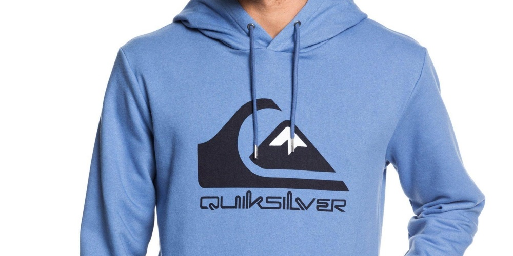 Quiksilver Men's Omni Logo Screen Fleece Hoodie Blue Size XX Large