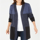 Karen Scott Women's Colorblocked Cardigan Blue Size Petite S