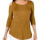 JM Collection Women's Cold Shoulder Long Sleeves Blouse Mustard Size Petite Small