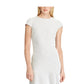 Ralph Lauren Women's White Zippered Polka Dot Cap Sleeve Jewel Neck Knee Length Fit + Flare Dress Blue and white Size 10