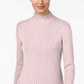 Karen Scott Women's Cotton Ribbed Turtleneck Top Pink Size XX Large