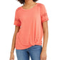 Style & Co Women's Lace-Inset Top  Orange Size Large