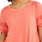 Style & Co Women's Lace-Inset Top  Orange Size Large