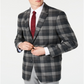 Tommy Hilfiger Men's Modern Fit THFlex Stretch Plaid Sport Coat Gray Size 48REG