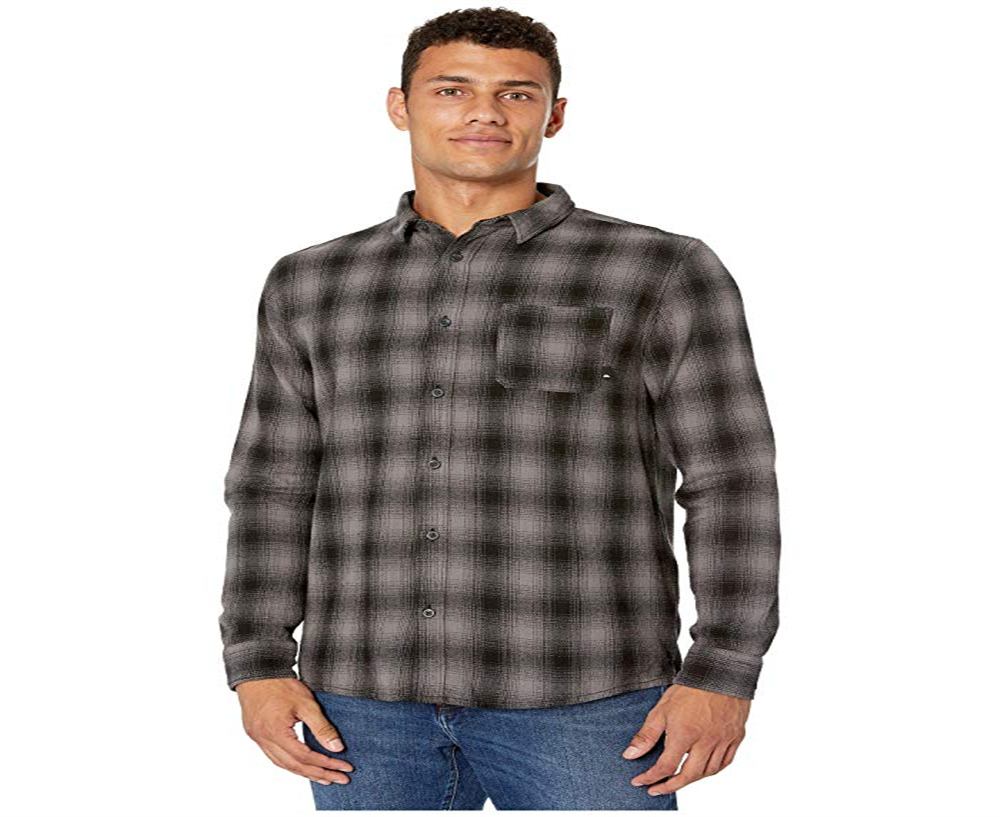 Quiksilver Men's Check Long Sleeve Button Down Shirt Black Size Small