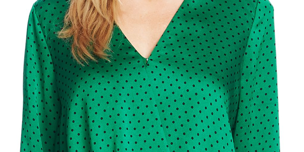 Vince Camuto Women's Long Sleeve Wrap Top Green Size Small