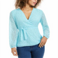 Charter Club Women's Clip Dot Wrap Top Blue Size Large
