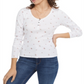 Ultra Flirt Junior's Scallop Edge Henley Shirts White Size X-Large