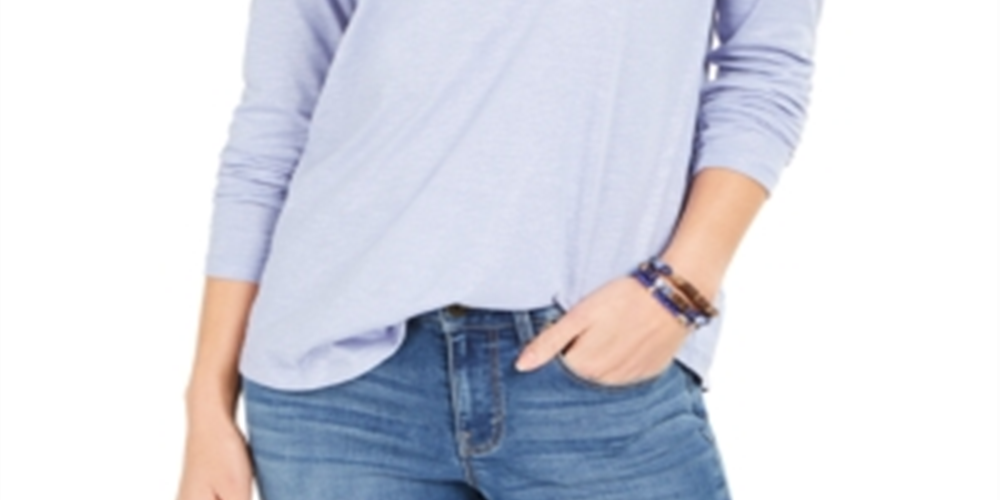 Style & Co Women's Speckled Shimmer Top Blue Size XX-Large