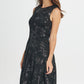DKNY Women's Sleeveless Jewel Neck Short Fit Flare Party Dress Black Size 2