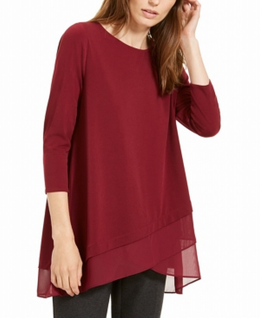 Alfani Women's Crossover Hem Knit Top Red Size Small