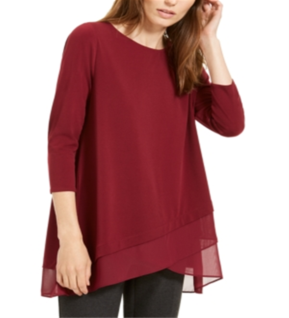 Alfani Women's Crossover Hem Knit Top Red Size Small