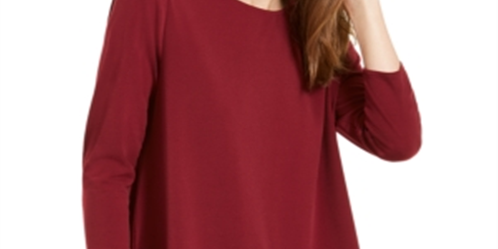 Alfani Women's Crossover Hem Knit Top Red Size Small