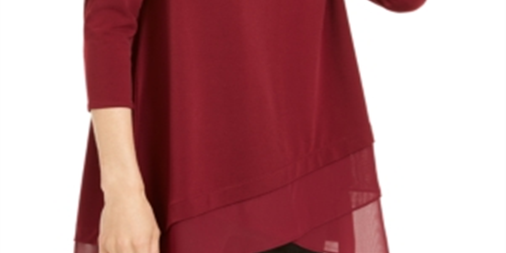 Alfani Women's Crossover Hem Knit Top Red Size Small