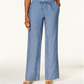 Charter Club Women's Linen Drawstring Pants Blue Size Petite Large