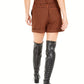 Bar III Women's Shorts Plaid Belted Brown Size 4