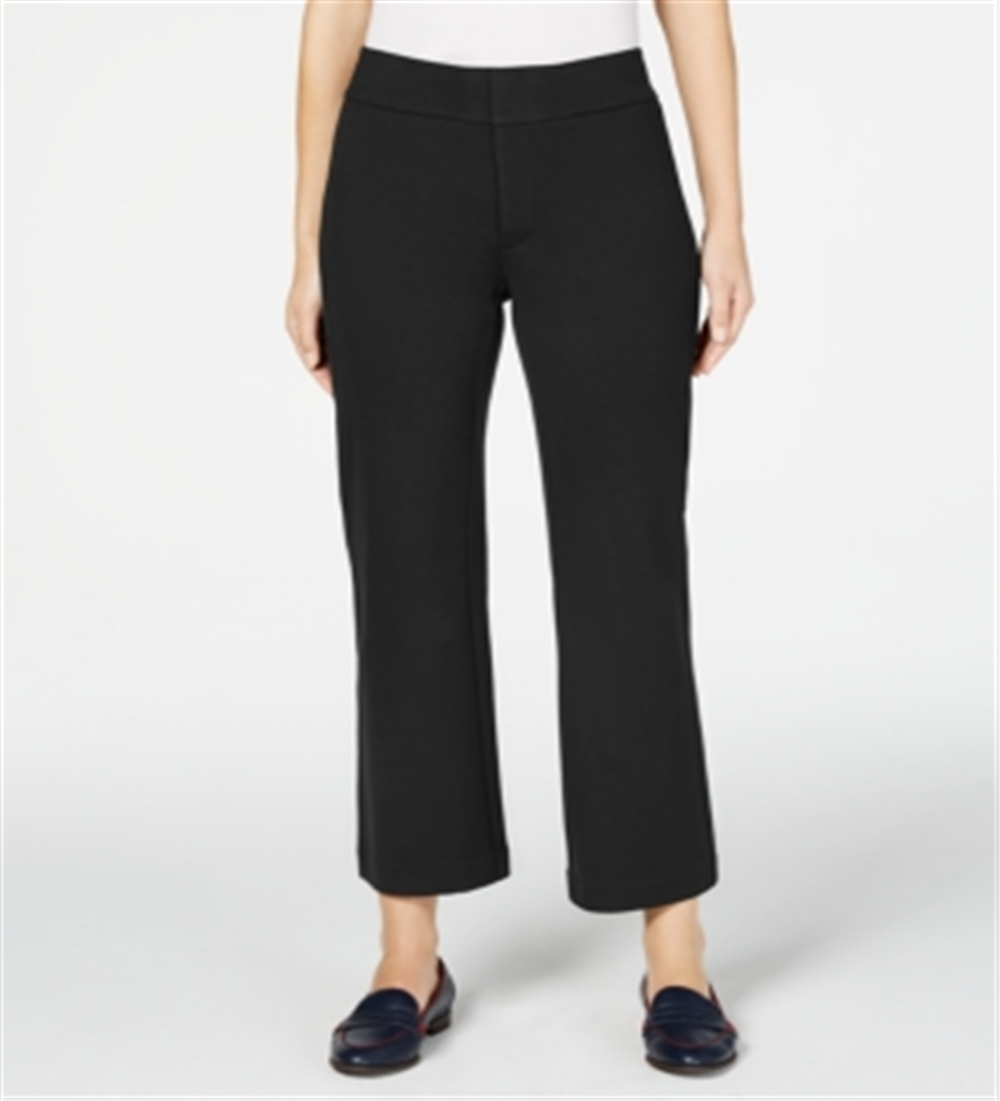 Charter Club Women's Cropped Wide Leg Pants Black Size 16