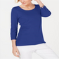 Karen Scott Women's Cotton Scoop Neck Top Blue Size Petite XL
