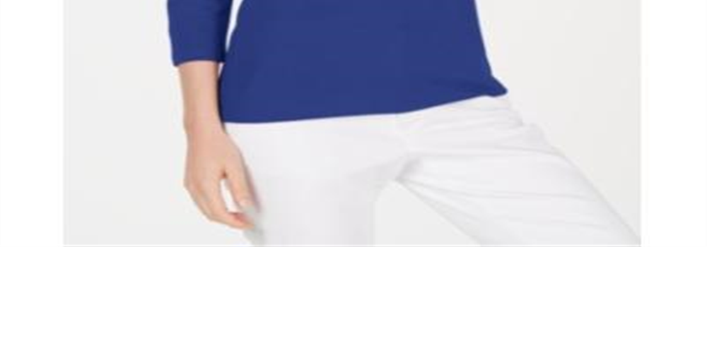 Karen Scott Women's Cotton Scoop Neck Top Blue Size Petite XL