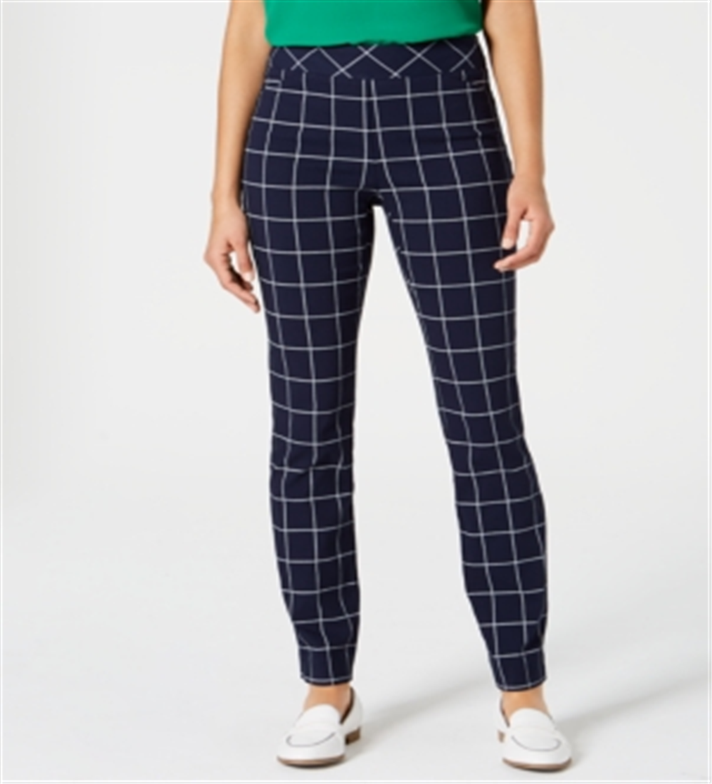 Charter Club Women's Windowpane Pants Blue Size 12