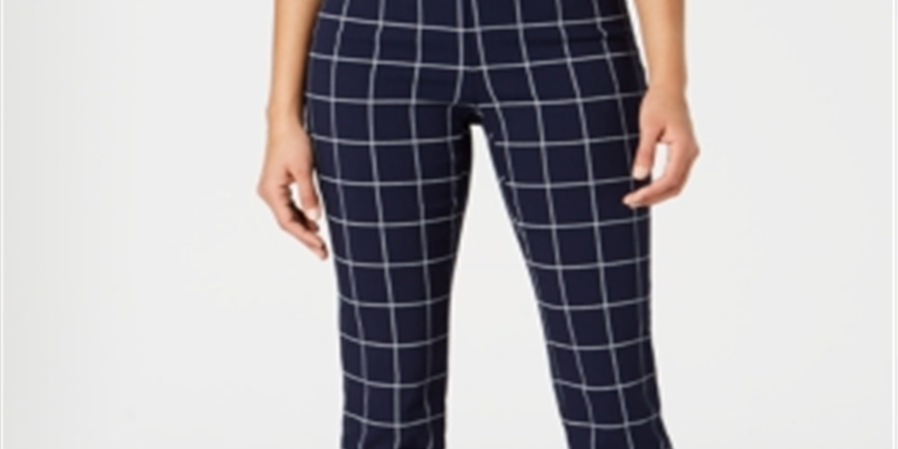 Charter Club Women's Windowpane Pants Blue Size 12