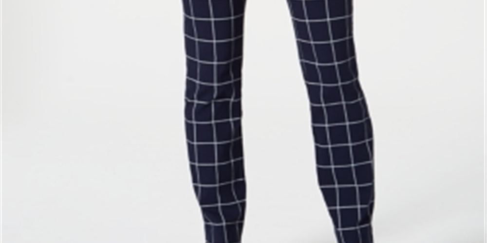 Charter Club Women's Windowpane Pants Blue Size 12