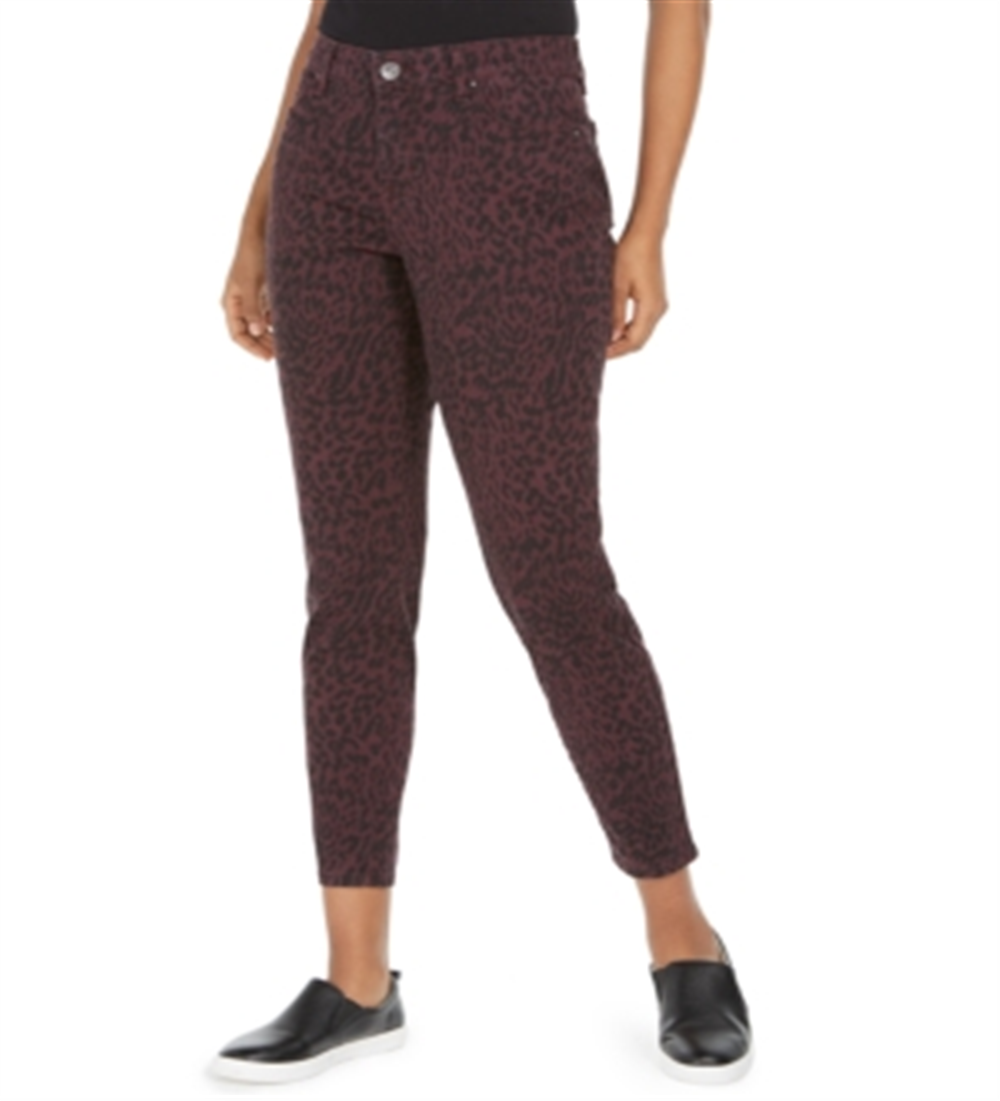 Style & Co Women's Curvy Animal Print Skinny Jeans Red Size 10 Petite