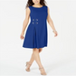 JM Collection Women's Grommet Waist Dress Blue Size Petite Large