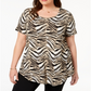 JM Collection Women's Plus Animal Print Top Brown/anmal Journey Size 0X