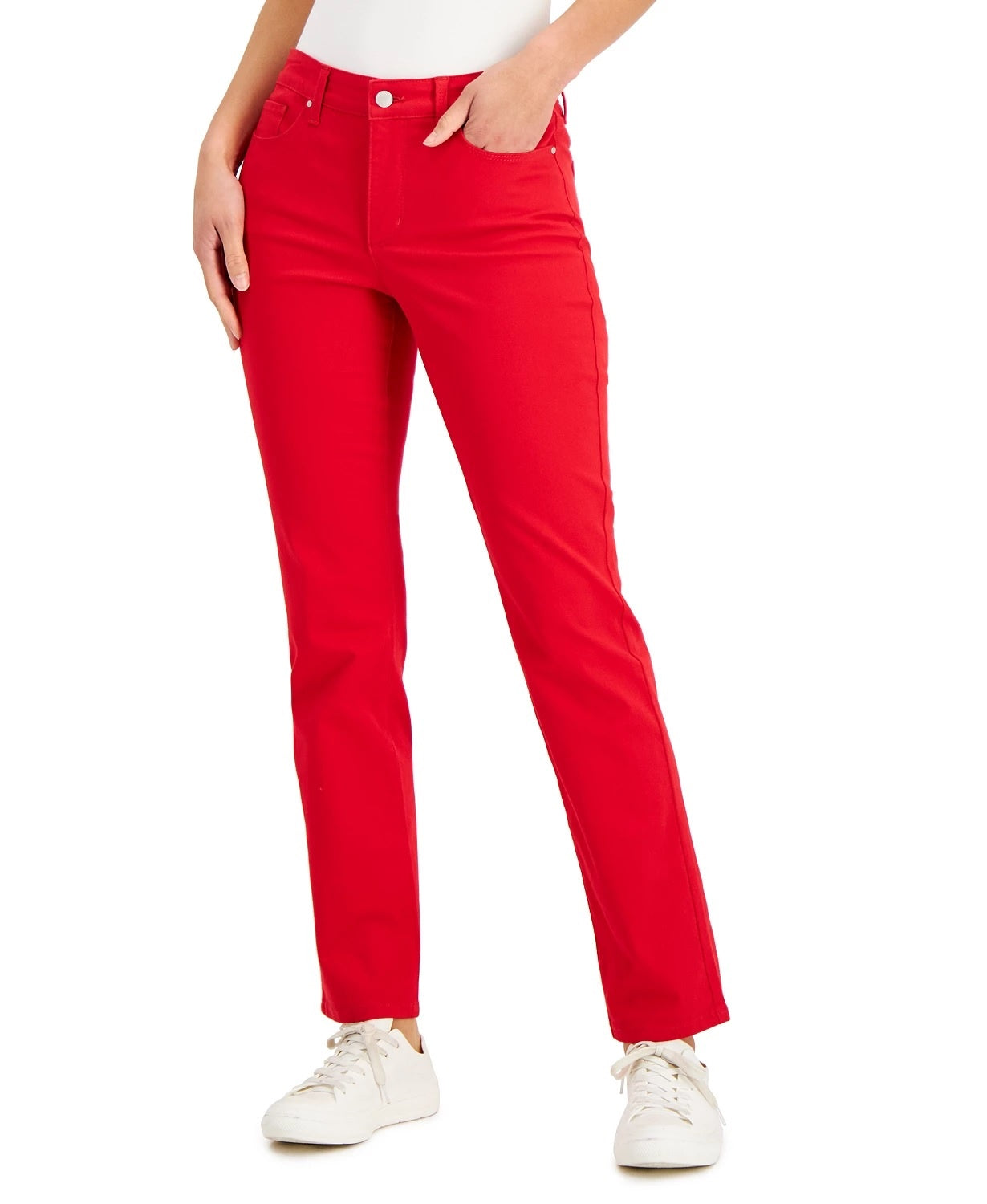 Charter Club Women's Lexington Straight Leg Jeans Red Size 4