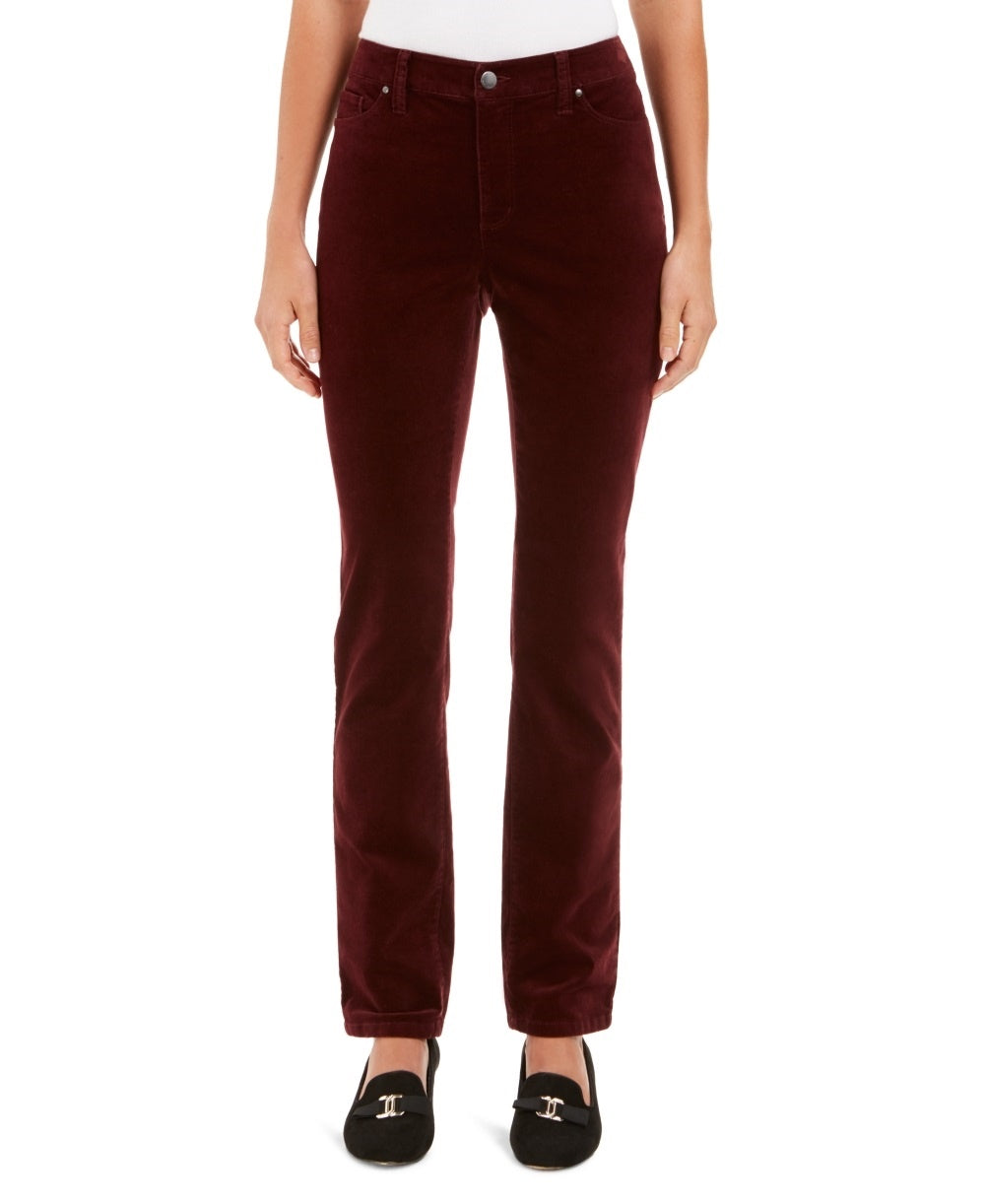 Charter Club Women's Lexington Velveteen Straight Leg Jeans Red Size 16 Petite