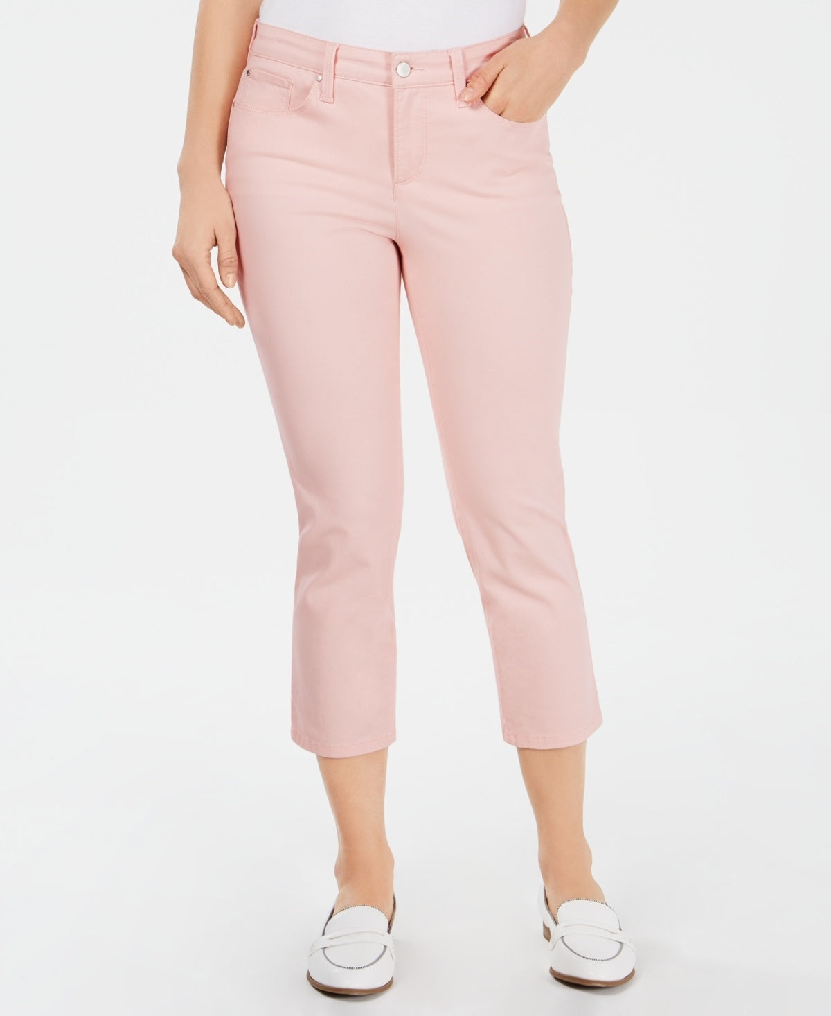Charter Club Women's Tummy Control Bristol Capri Jeans Pink Size 18