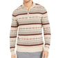 Tasso Elba Men's Striped Quarter Zip Sweater Beige Size Large