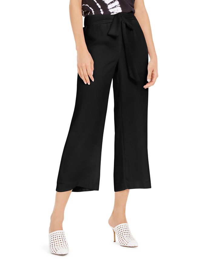 INC Iternational Concepts Women's Solid Tie Front Culottes Black Size Petite S