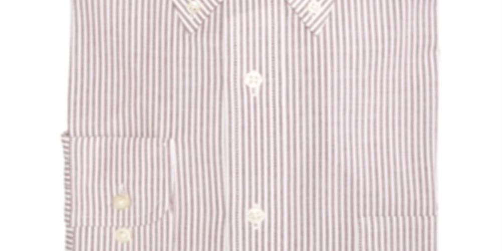 Club Room Men's Classic Regular Fit Stretch Wrinkle Resistant University Stripe Dress Shirt Burgundy/White Size 18