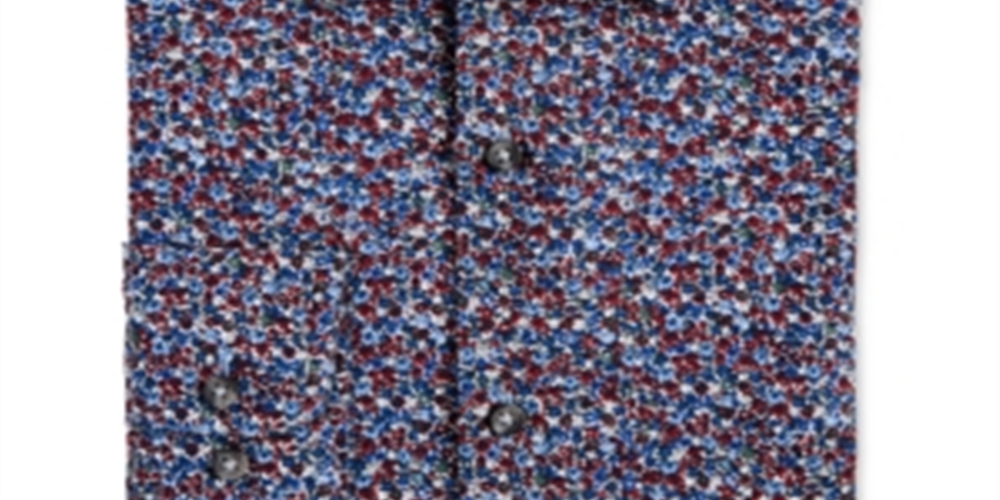 Bar III Men's Max Cotton Floral Dress Shirt Burgundy  Size Large