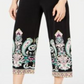 INC International Concepts Women's Printed Cropped Widee Buddha Paisley Pants Black size Petite Small