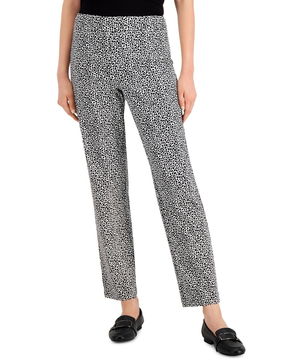 JM Collection Women's Printed Pull On Pants Black Size Medium