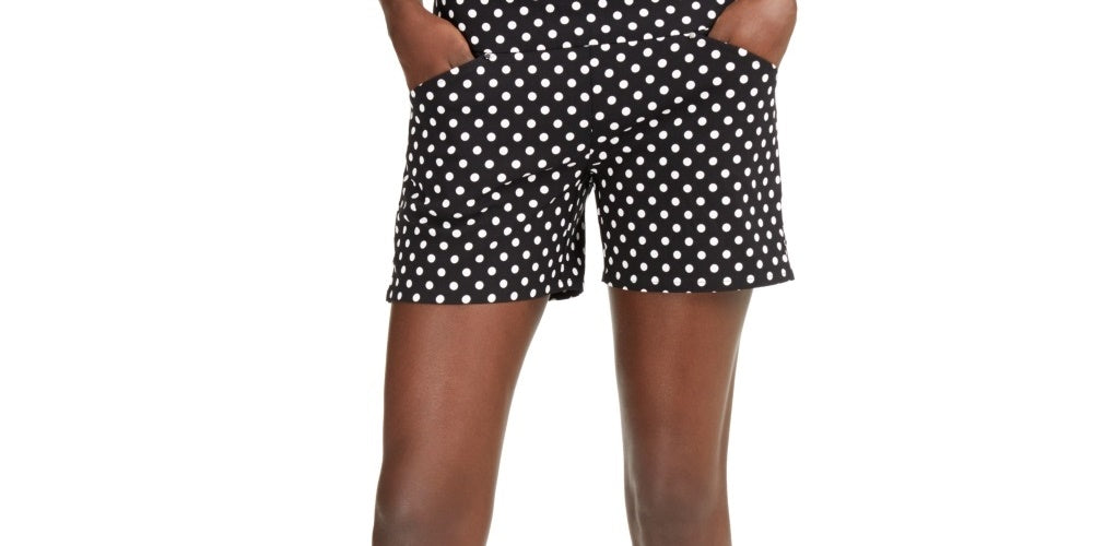 INC International Concepts Women's Polka Dot Bengaline Shorts Black Size 22W
