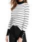 Guess Women's Rebekah Striped Button Mock Turtleneck Sweater White Size Large