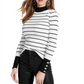 Guess Women's Rebekah Striped Button Mock Turtleneck Sweater White Size Large