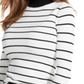 Guess Women's Rebekah Striped Button Mock Turtleneck Sweater White Size Large
