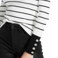 Guess Women's Rebekah Striped Button Mock Turtleneck Sweater White Size Large