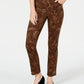 Charter Club Women's Animal Print Lexington Straight Leg Jeans Brown Size 14