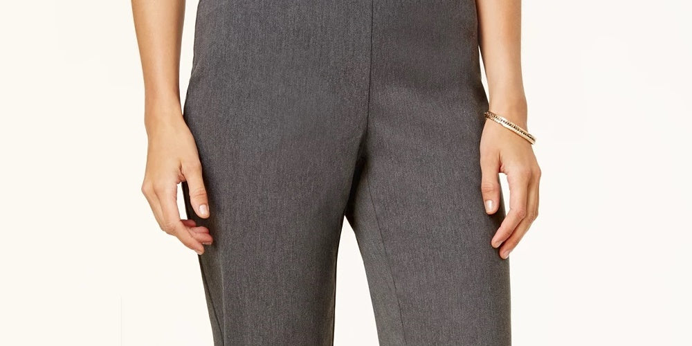 Alfred Dunner Women's Classics Allure Pull On Slim Leg Pants Gray Size 14