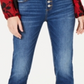 INC International Concepts Women's Fringe Hem Button Front Straight Leg Jeans Blue Size 16
