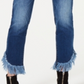 INC International Concepts Women's Fringe Hem Button Front Straight Leg Jeans Blue Size 16